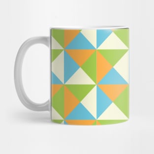 Orange Lime Blue Cream Retro Geometric Triangle Pattern Mug